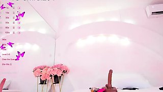 Amateur brunette devyn toys her big pussy in the office