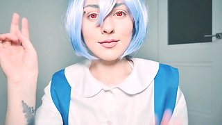 Rei Ayanami Loves to Make Her Clit Cum and Pussy Squirt with Fuck Machine And...