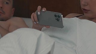 Step Mom Shares Bed with Step Son and Catches Him Jerking to Porn-will She Join or Just Watch?!