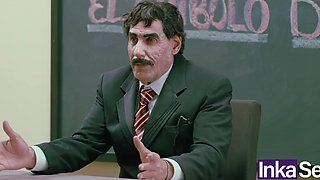 Sex school lesssion: latina girl with twintails gets pounded doggystyle