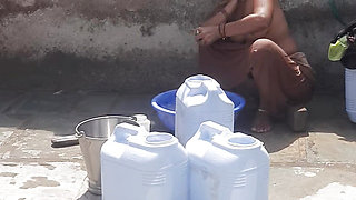 Stepsister is not in the bathroom Stepsister takes bath in the bathroom