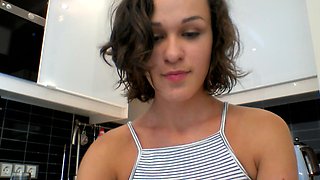 Young Stepdaughter Experiences Deepthroat and Fucking in the Kitchen