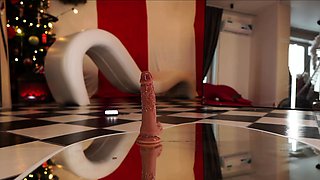 Blonde tight pussy babe solo toy fun in glamour masturbation