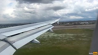 Brunette Katty West Gives Fast Handjob & Cumshot in Airplane - POV Close-Up
