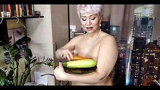 MILF Secretary with Zucchini and Carrots in Wet Mature Cunt...