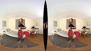 Red And Black; Stunning Redhead Solo Vr Striptease