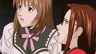 Anime lesbian group and masturbation session