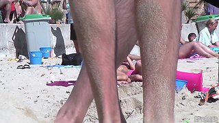 Blonde Lesbians' Public Beach Striptease Ignites Desire