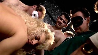 Hot French Blonde Sucks Several Dick in Hot Gangbang