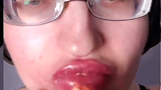 Asmr Paprika Pepper Eating - Asmr, Eye Glasses, Gianess, Lipstick, Big Lips, Mouth, Food, Face Fetish, Long Nails