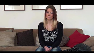 A pretty hungarian girl with tight fit body does a casting