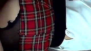College girl forgot to wear panties under pantyhose (part 1)