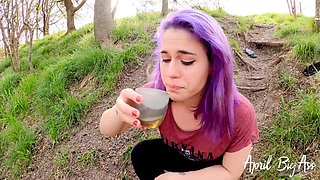 Drinking Pee Public Street Strong And Yellow Pee Risky Through -real4k 60fr