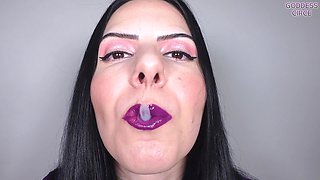 Get Lost in My Beautiful Eyes and Inhale All My Smoke Glossy Violet Lips