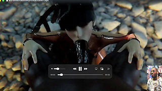 Eve Deepthroating BBC, Chun-li Deepthroating a Hard Cock While Mai Sucks on His Balls