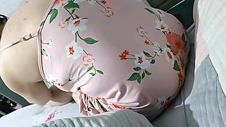 Step mom in bed with naked step son having a big erection