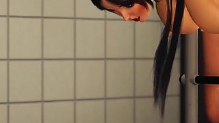 Crazy chef bangs a sexy cuffed brunette with many boobs in prison