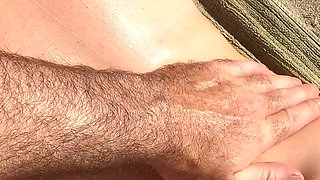 Stepmom on vacation seduces stepson on the beach (POV)