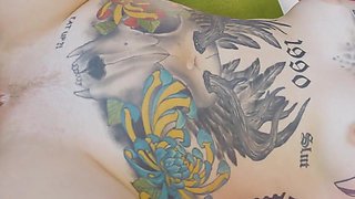 Tattoo Couple Rough Double Penetration Action for Blonde Pornstar - Hardcore Anal