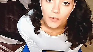 Sexy Latina Girl on Her Knees Asking You to Fill Her Mouth with Milk