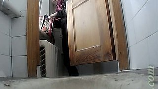 Thick juicy white ass of a stranger girl filmed closeup in the toilet