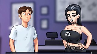 Summertime student girl gets inked with some sexy moans