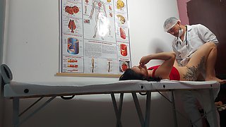 Gynecologist Sticks Dildo in Pussy, Fingers in Ass and Fucks Patient!