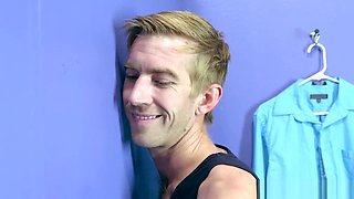 A.J. fucks a huge dick in the changing room while BF waits