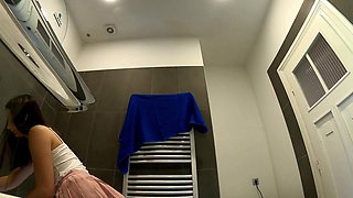 Hot and Beautiful Horny College Girl Flashes Her Meaty Pussy Under Her Mini Skirt and Shows Naked Ass