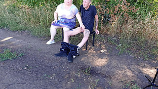 Stepmom Sucks My Dick in a Park on a Bench Until I Cum
