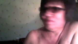 Short haired slutty nerdy webcam oldie stripteased for my buddy