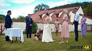 BRIDE4K. Blonde bride with natural tits enjoyed a good fuck on her kinky wedding