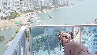 Horny Pregnant Woman Gets Fucked Hard on the Balcony