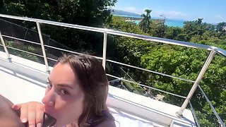 Sensuous babe sucks big black cock dry and clean outside