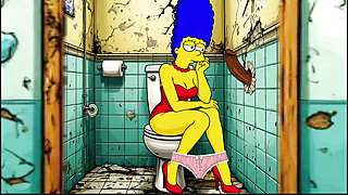 Married Housewife Gets Fucked In A Public Dirty Restroom. Cartoon. Simpsons Parody.
