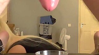 Routine Chastity Ball Draining with 4 Ruined Orgasms and Post Orgasm Play