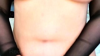 Glamour babe with big boobs masturbates in lingerie