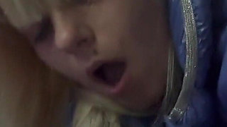 Outdoor Car Blowjob to Cumshot Deep in the Throat Couple Blonde MILF Squirt off