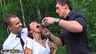 The groom the bride fucked hard in the woods