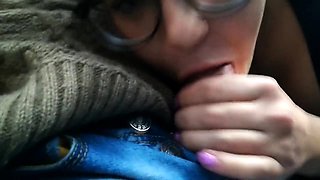Public train blowjob by a kinky amateur milf