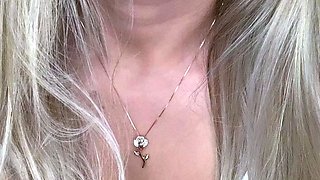 MILF blonde live toys webcam show in shower