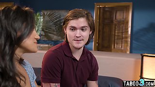 mom teaching stepson and his teenage GF