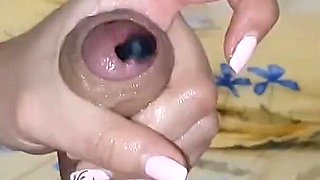 Femdom Session Hot Stepsister Deep Urethral Sounding Cock with 12 Inch Huge Dilator Cum Blocking POV