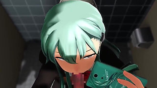 Emotionless Girl Handjob in the Toilet