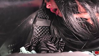 Trapped in the Washing Machine, Stepmother Is Fucked in the Ass by Her Stepson Spanish Version