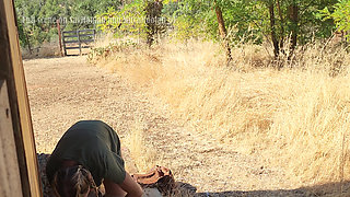 Fit Blonde Farm Girl Fucks Barn Manager Outdoors