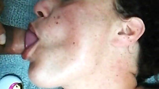 Enjoying My New Big Dildo with a Cock in My Mouth