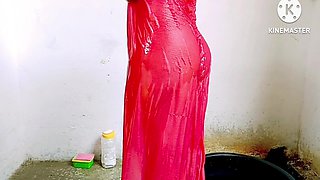 Seeing Stepdaughter-in-law Bathing, Stepfather-in-law Hit Her Ass Full Nude Bathing