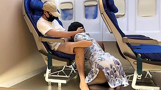 Chinese Asian Stewardess servicing the passenger with her pussy