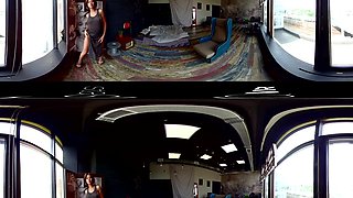 Grey Skies Grey Dress 360º - Gorgeous Babe In A Solo Striptease